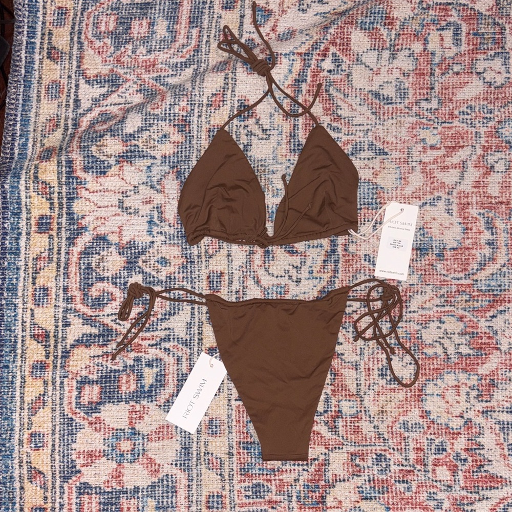 Riot Swim Bixi Bikini Set in Brown Sugar SZ XS NWT - Picture 3 of 5
